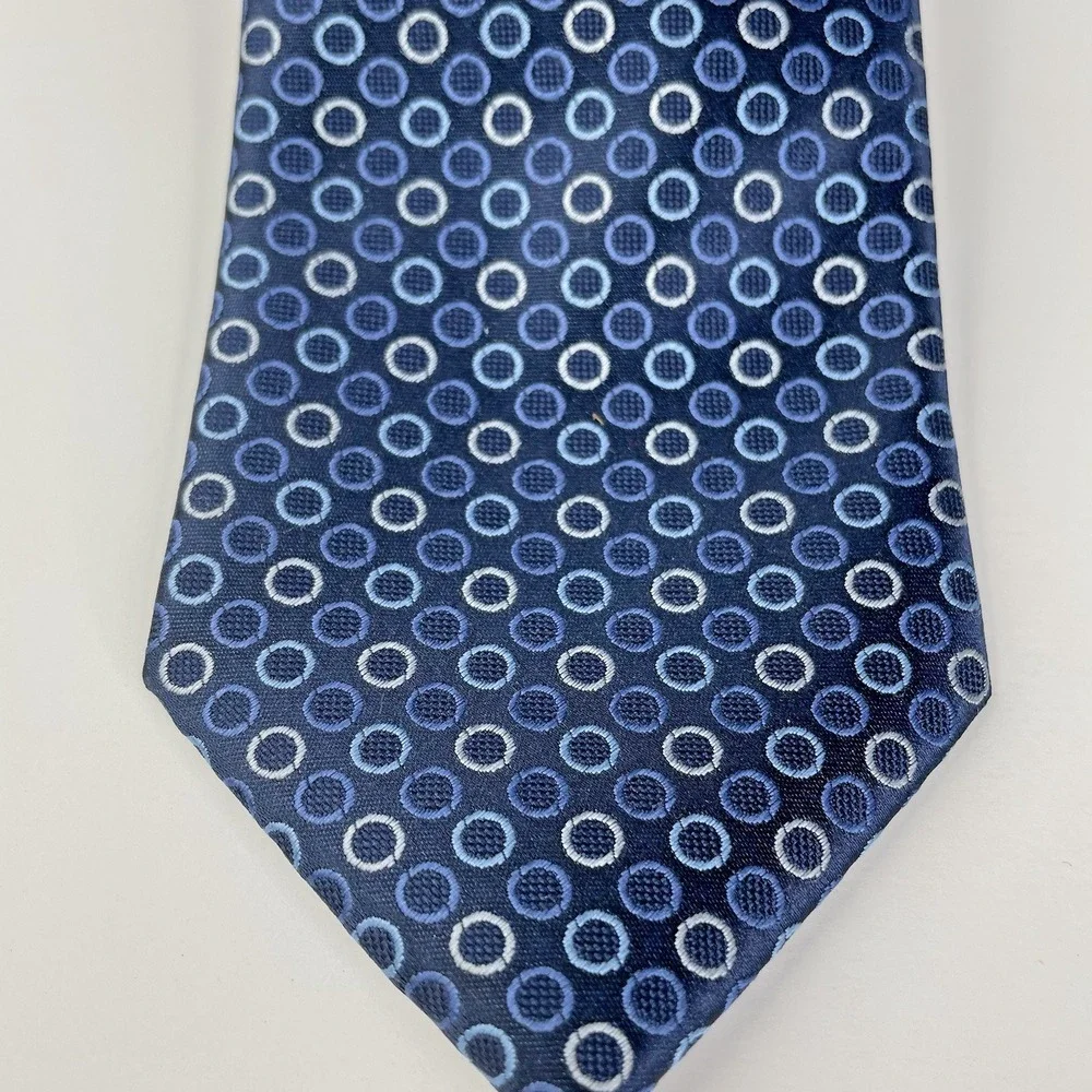 Cedar Wood‎ State Mens Tie Blue Circles Polka Dots Necktie 60